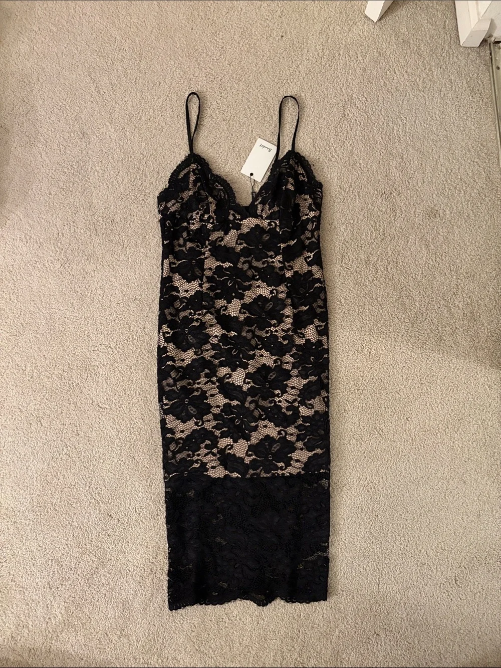 Black Lace Overlay Slip Dress - Picture 1 of 3